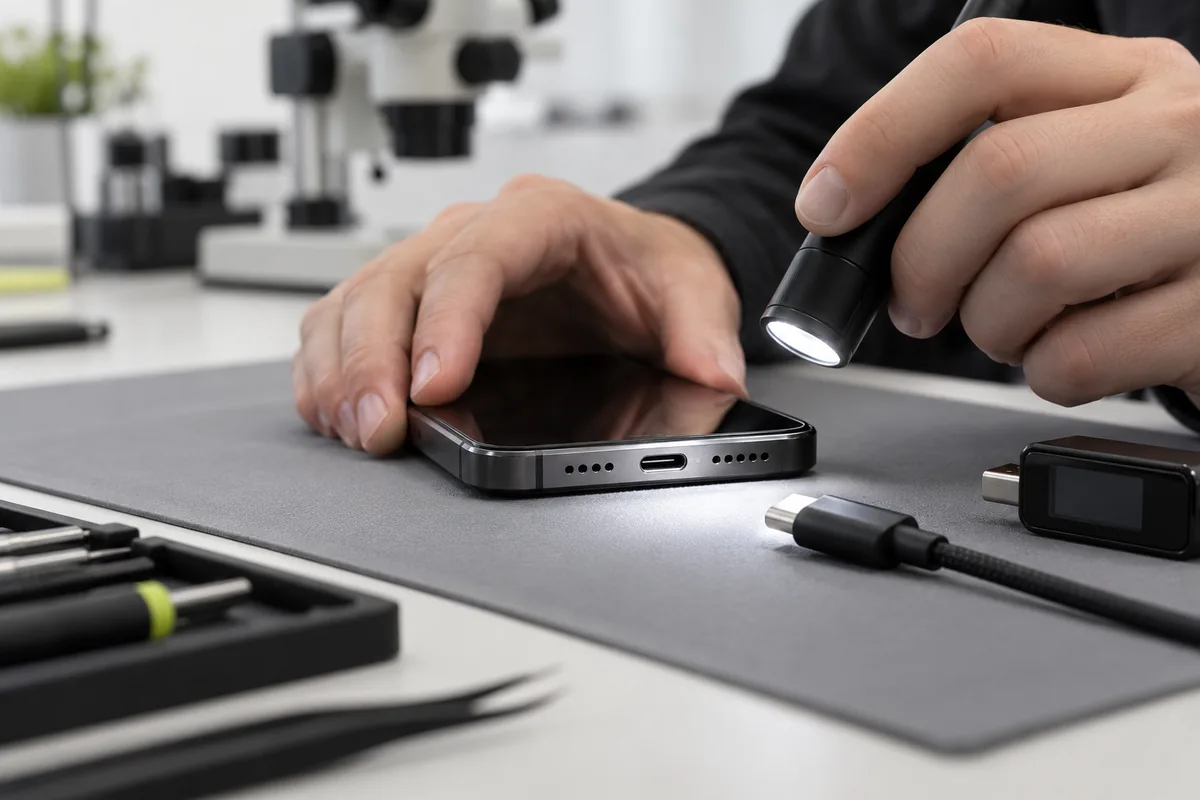 Разбор проверки разъёма USB-C и кабеля питания
